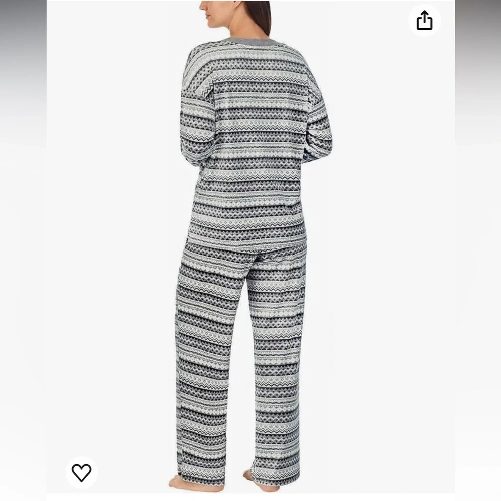 Nautica Ladies' 2-Piece Silky Stritch Fleece Sleepwear PJ Set Grey Size M - Picture 4 of 14